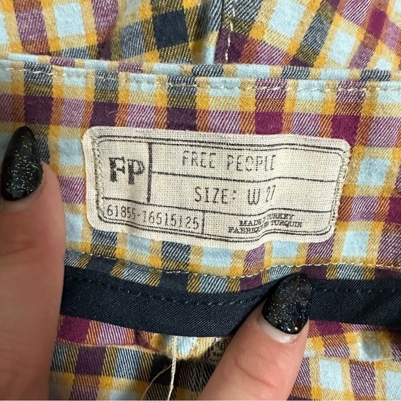 Free People Ella Kick Skinny Plaid Pull On Pants - Picture 7 of 7